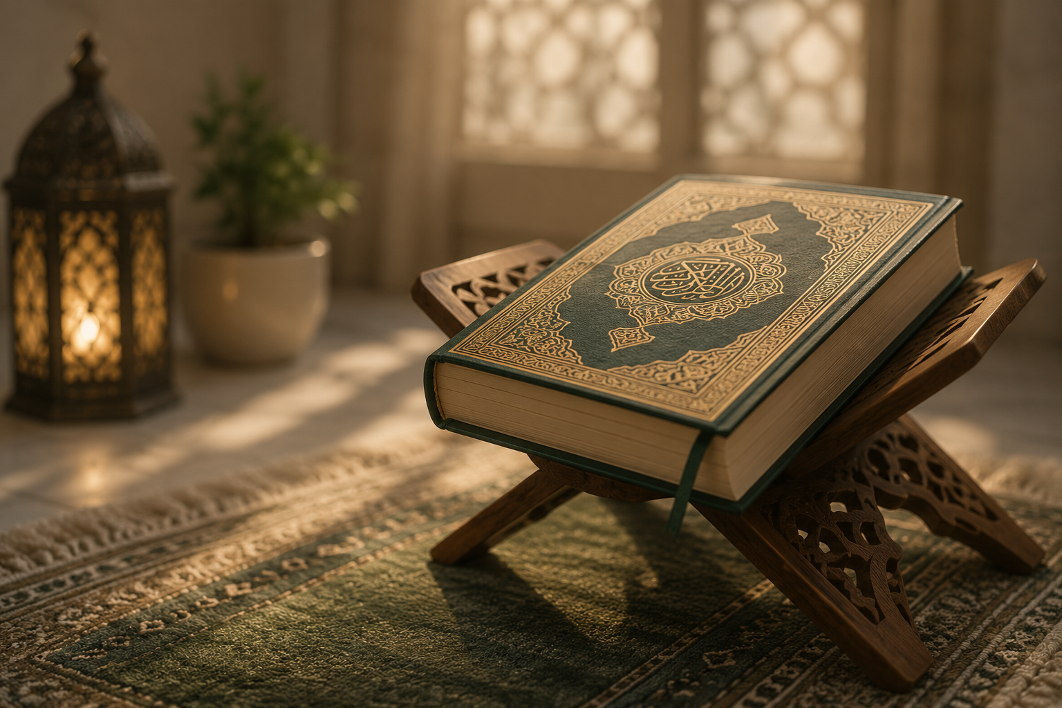 Open Quraan with tasbih